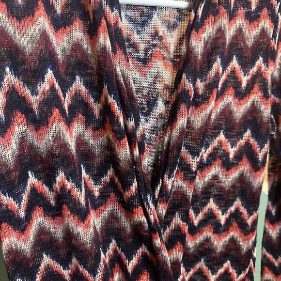 Maurices Womens Size Medium Wrap Blouse Long Sleeve V Neck Multi Color - Picture 2 of 6